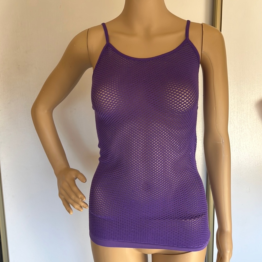 Purple mesh tank top
